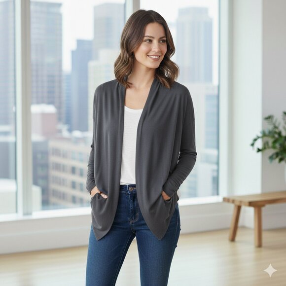Aritzia Talula Women's Shrug Cardigan Sweater Jersey Draped Open Front Y2k 2000 - Picture 1 of 11